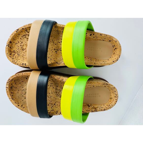 Gabriela Hearst Striker cork Platform Sandal in Black & Lime nappa Leather 35.5 - Picture 4 of 8